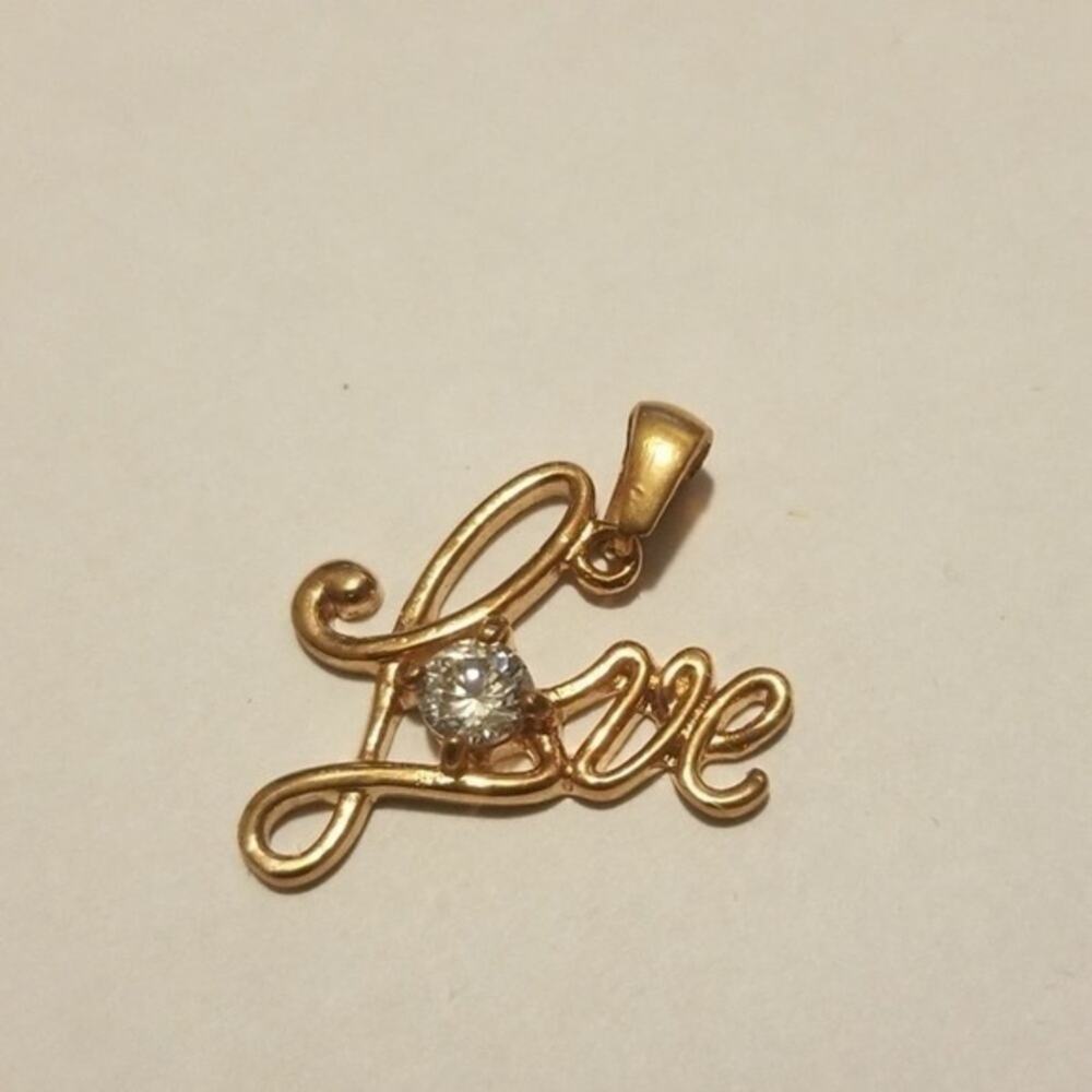 Stainless steel love Pendant‎ with CZ